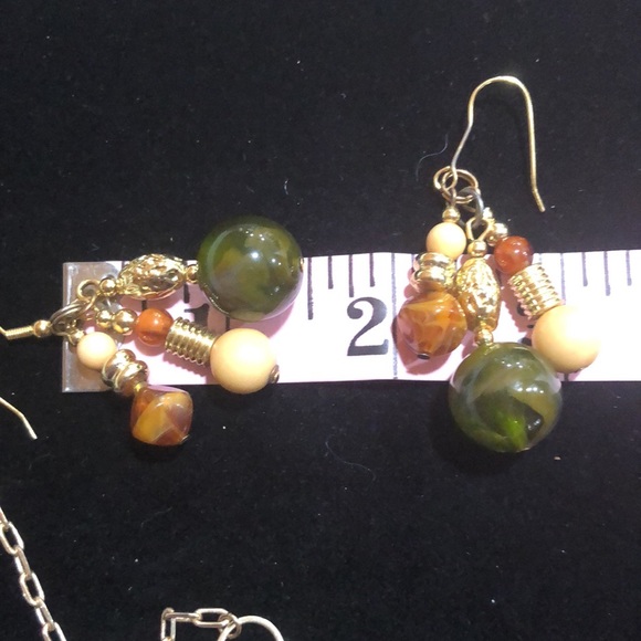 Loft Gold Tone Multi Strand Necklace & Earrings With Earth Tone Beads - Picture 13 of 13